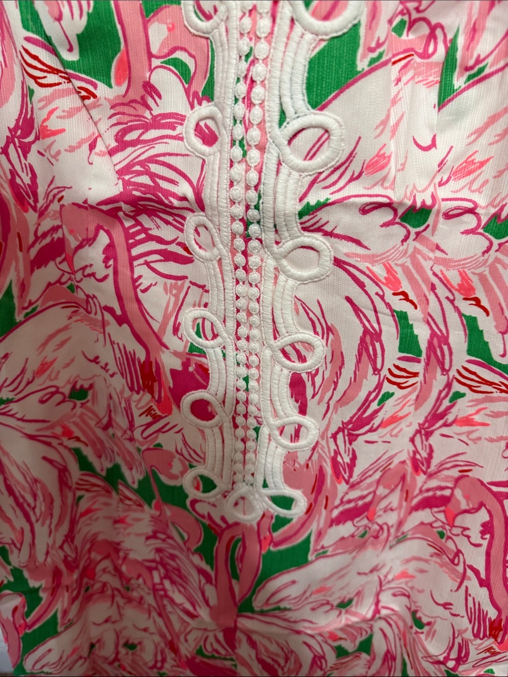 Lilly Pulitzer 💗Sleeveless Pink & Green Flamingo Print Shift Dress - Picture 15 of 15